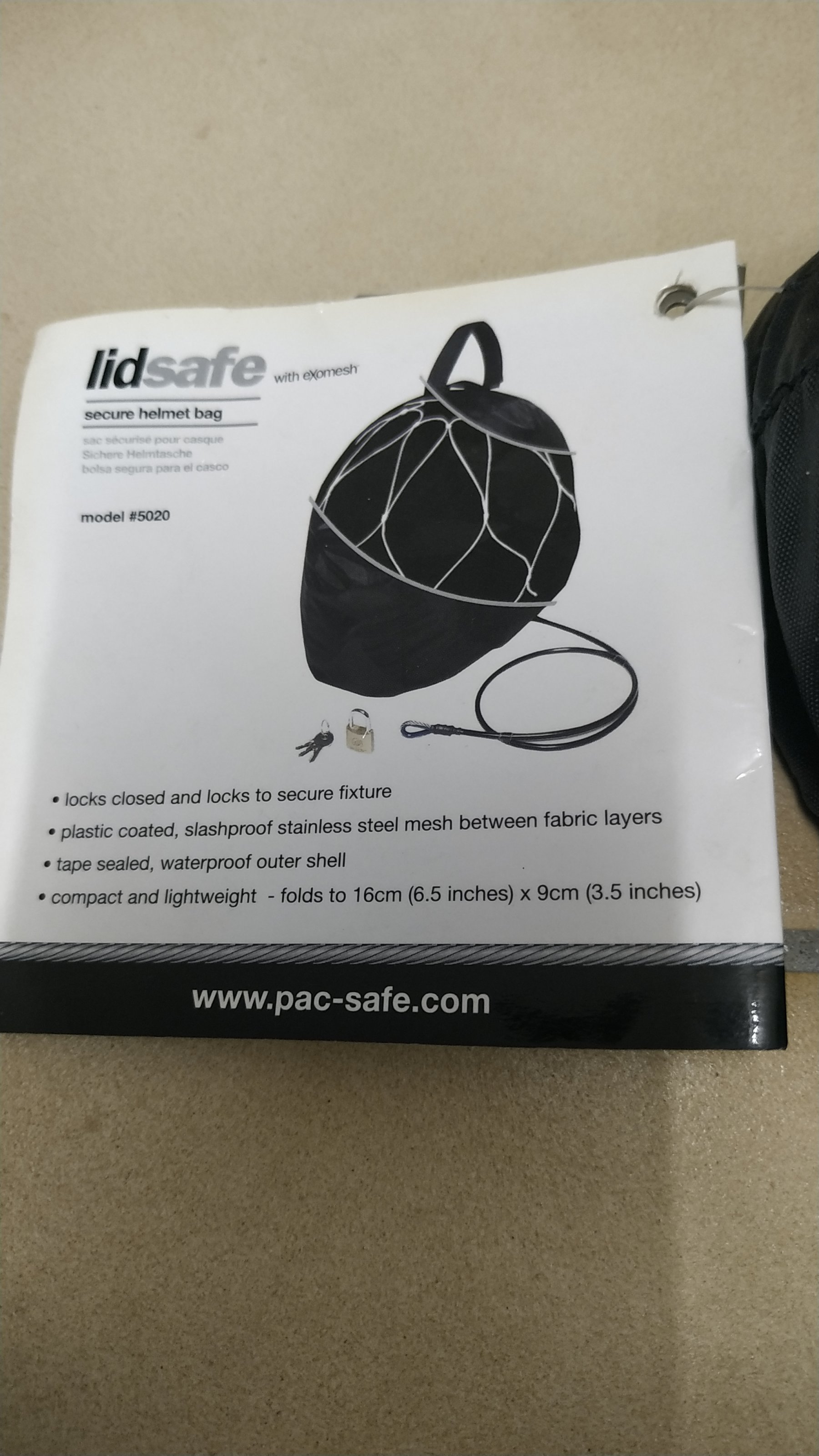 Erledigt Pacsafe Lidsafe Helm Bag Diebstahlsicher NEU