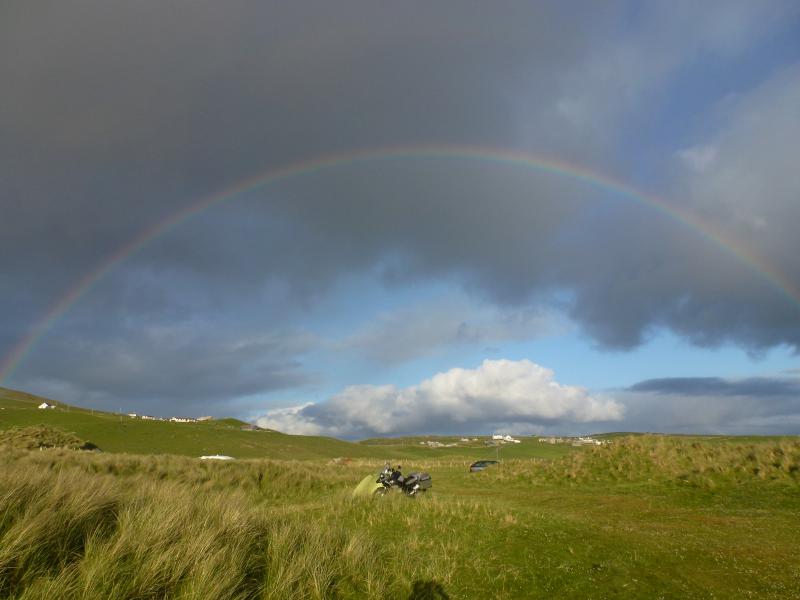 Zelten auf Spiggie Beach